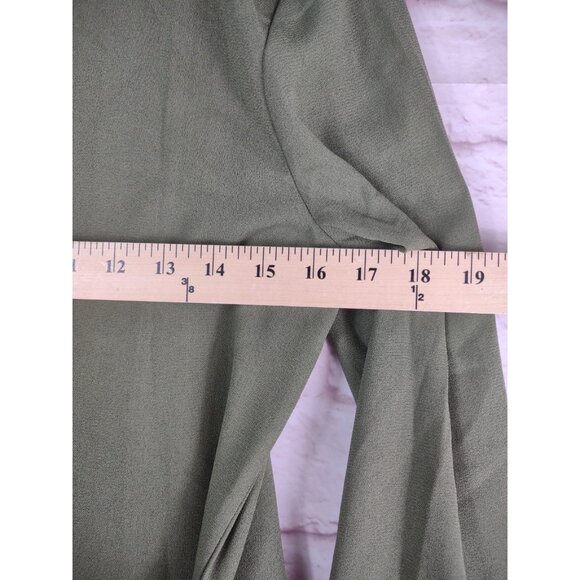 Davi & Dani Open Duster Sz S Green Embroidered Open Long Pockets Boho Hipster - Picture 4 of 11